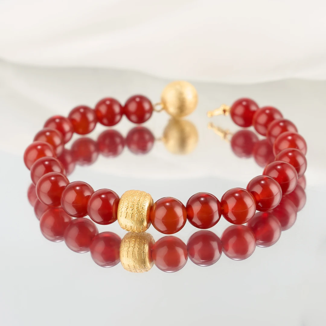 925银手链 梁雅帝新品【蓬莱红柿转运珠】设计感百搭气质纯银手链