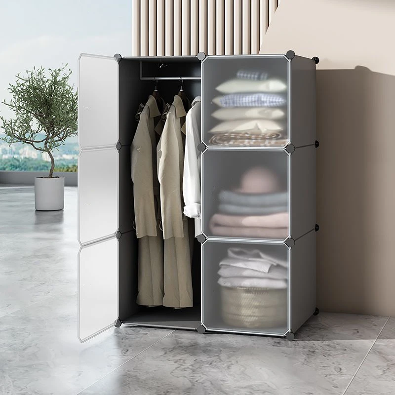 简易衣柜组装布艺单人小柜子卧室租房仿实木收纳挂塑料家用布衣橱