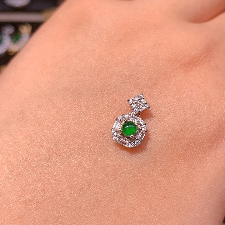 翡翠吊坠(不含链)银S925镶嵌