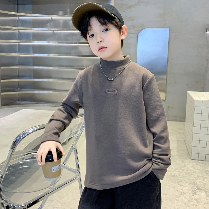 男童冬装德绒卫衣2025新款秋冬款中大童男孩冬季儿童加厚打底衫潮