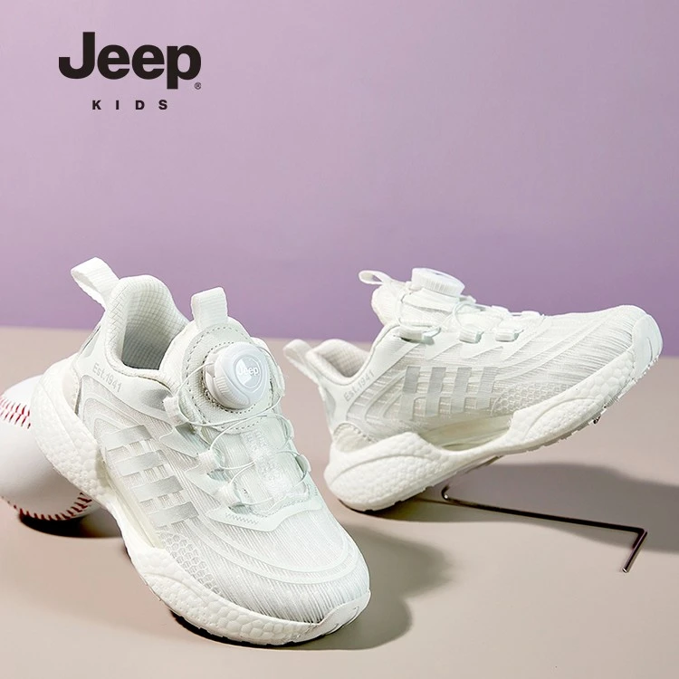 jeep女童小白鞋运动鞋2023秋季新款儿童网面透气跑步6-12岁男童鞋