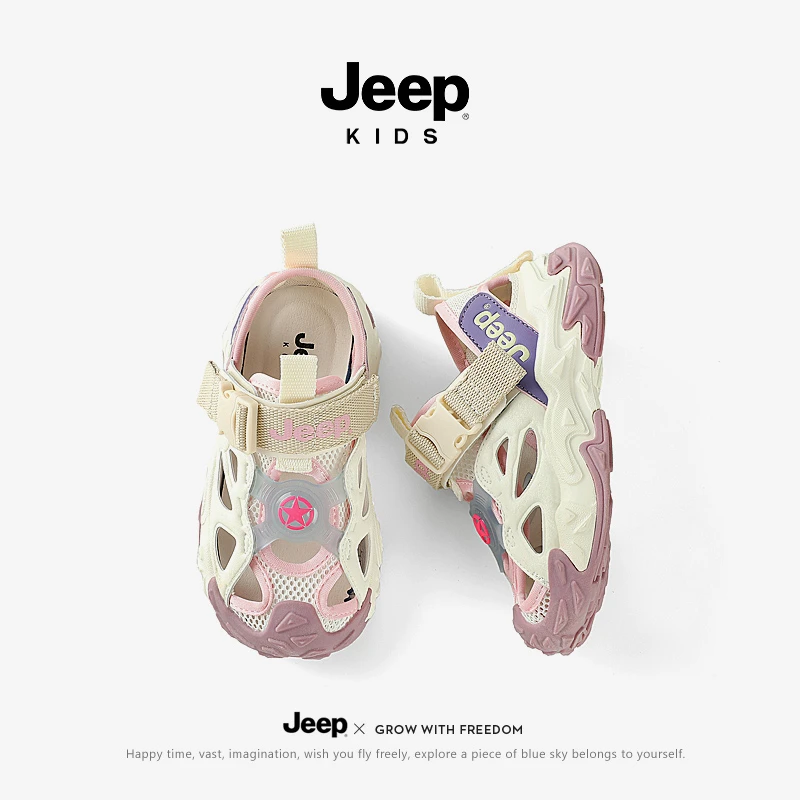 jeep吉普凉鞋女童框子鞋2024新款夏季透气防滑女孩包头儿童沙滩鞋