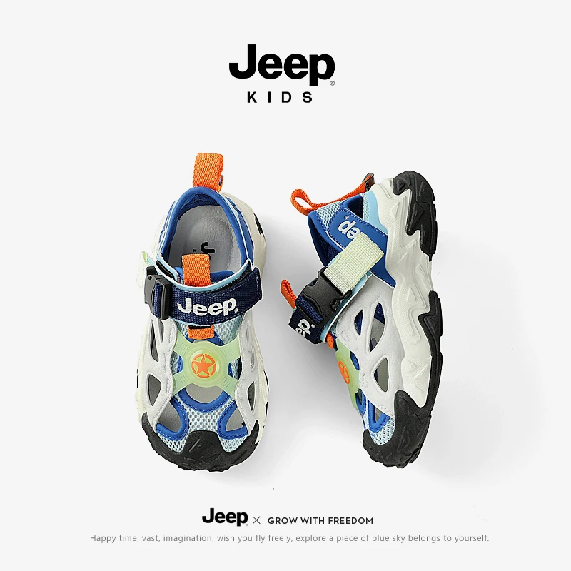 jeep吉普凉鞋男童运动童鞋2023新款夏季中大童男孩包头儿童沙滩鞋