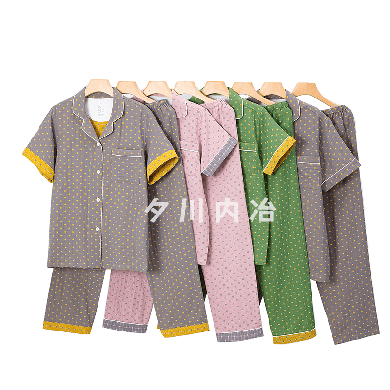 【80老冒】全棉家居服全棉双层纱长袖透气无侧缝春秋款情侣睡衣