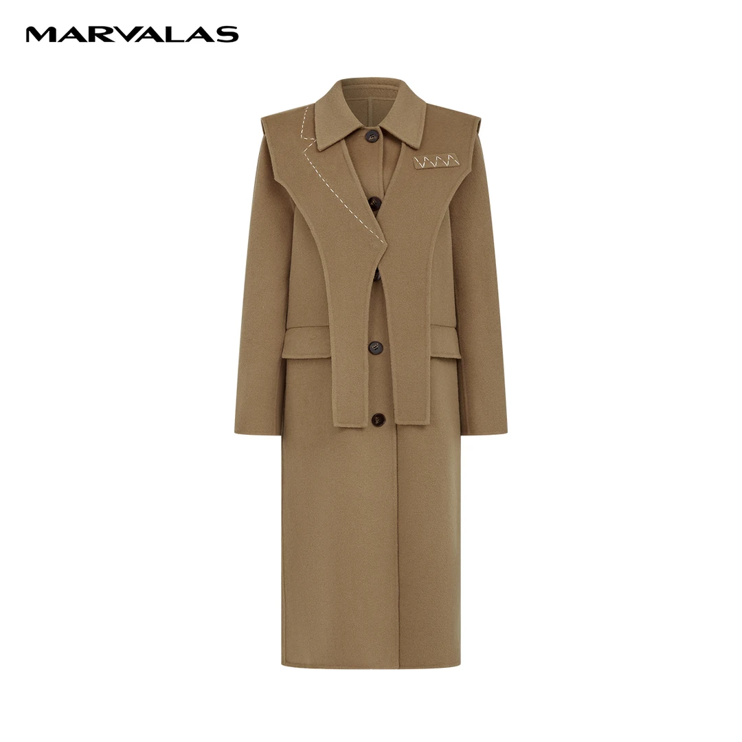 【商场同款】曼德诗全羊毛外套2023冬季双面气质呢大衣M426306868