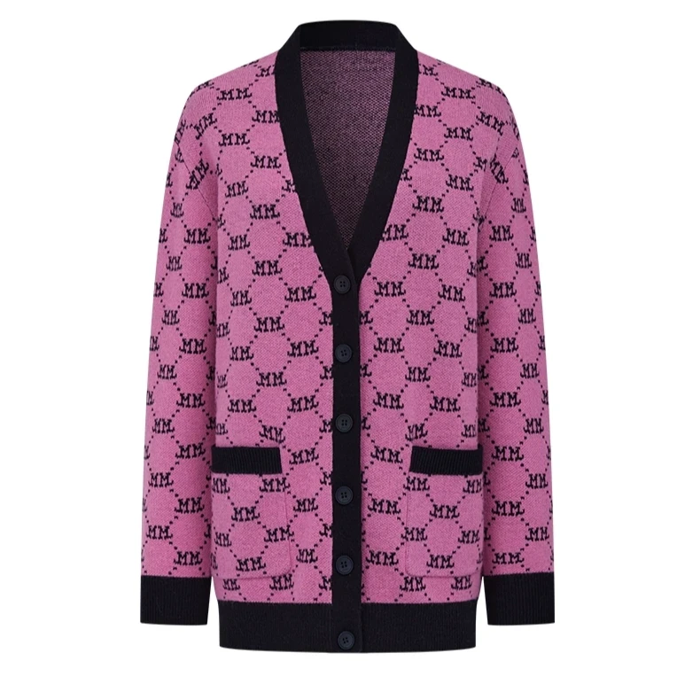 【商场同款】曼德诗毛织开衫2023秋冬宽松绵羊毛混纺针织M731305770