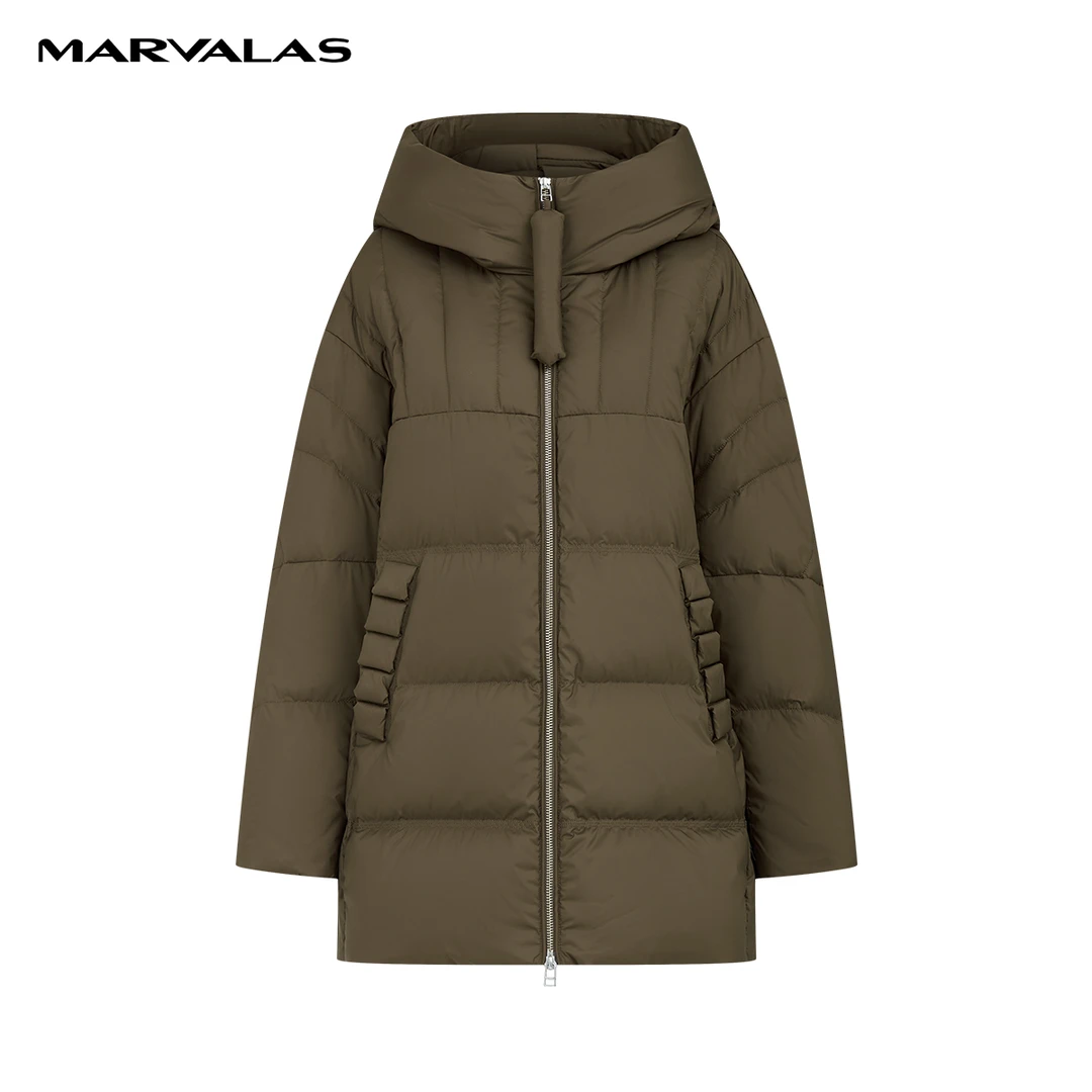 【商场同款】曼德诗连帽羽绒服2023冬中长款面包服外套M427307024