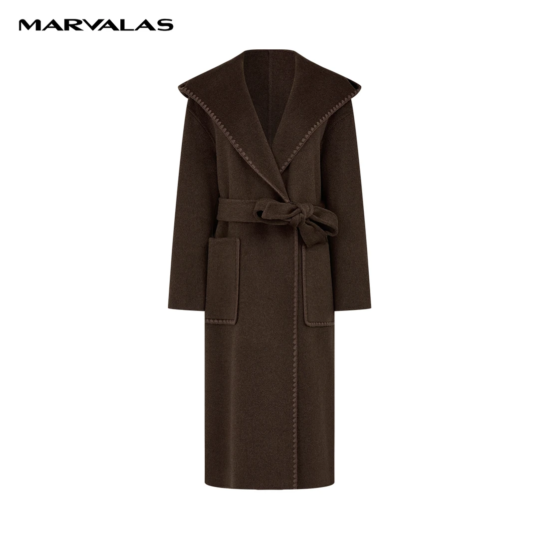 【专柜同款】M426307276曼德诗全羊毛复古毛呢外套2023冬双面呢大衣