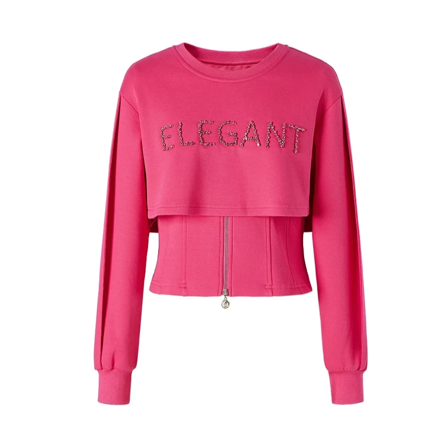 【专柜同款】M317306249曼德诗棉质卫衣2023秋冬假两件拉链针织套头