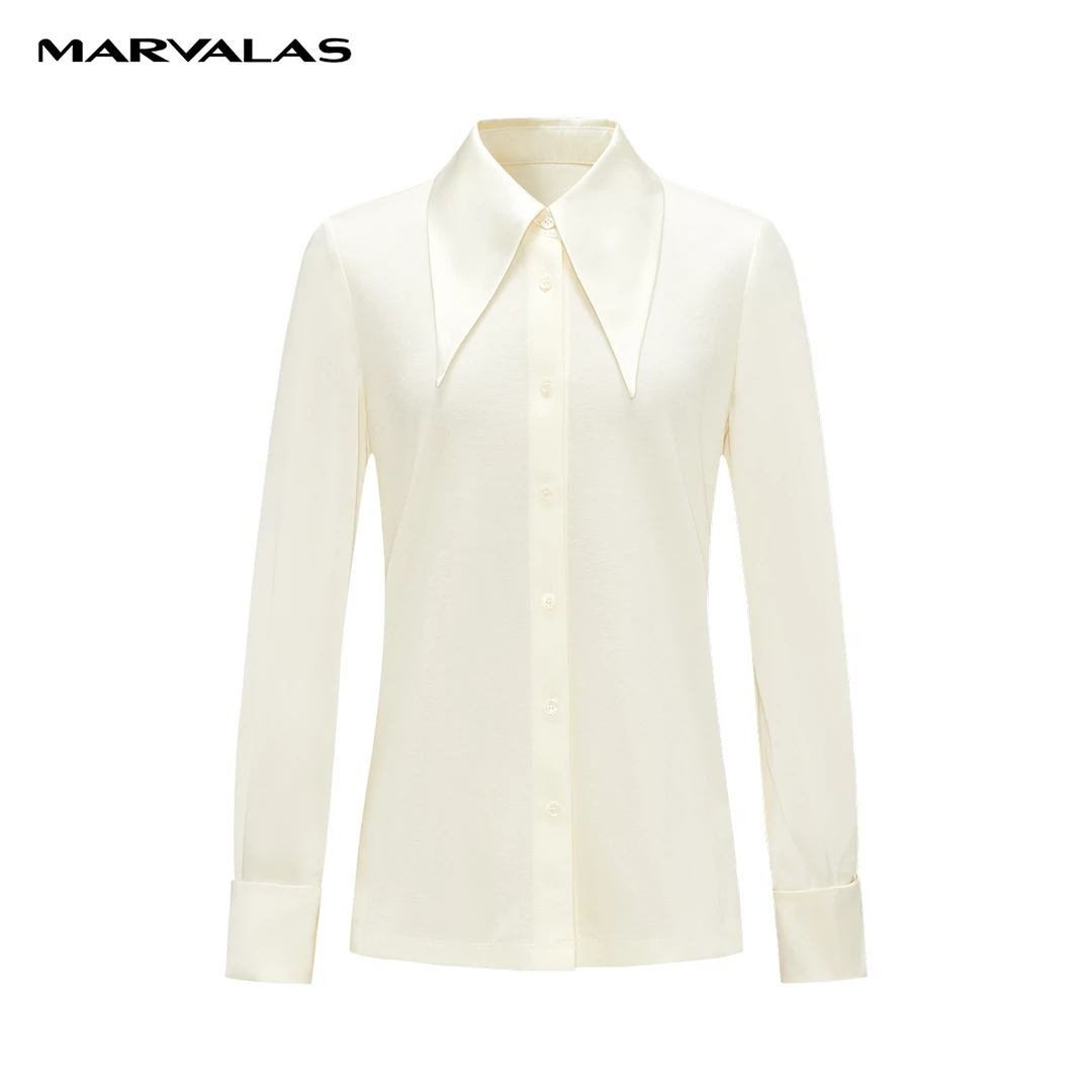 【诗语专属】曼德诗醋酸衬衫2023秋冬莱赛尔天丝弹力衬衣M311306769