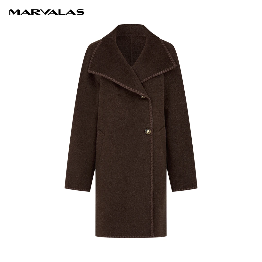 【诗语专属】曼德诗全羊毛长款毛呢外套2023冬双面呢大衣M426307274