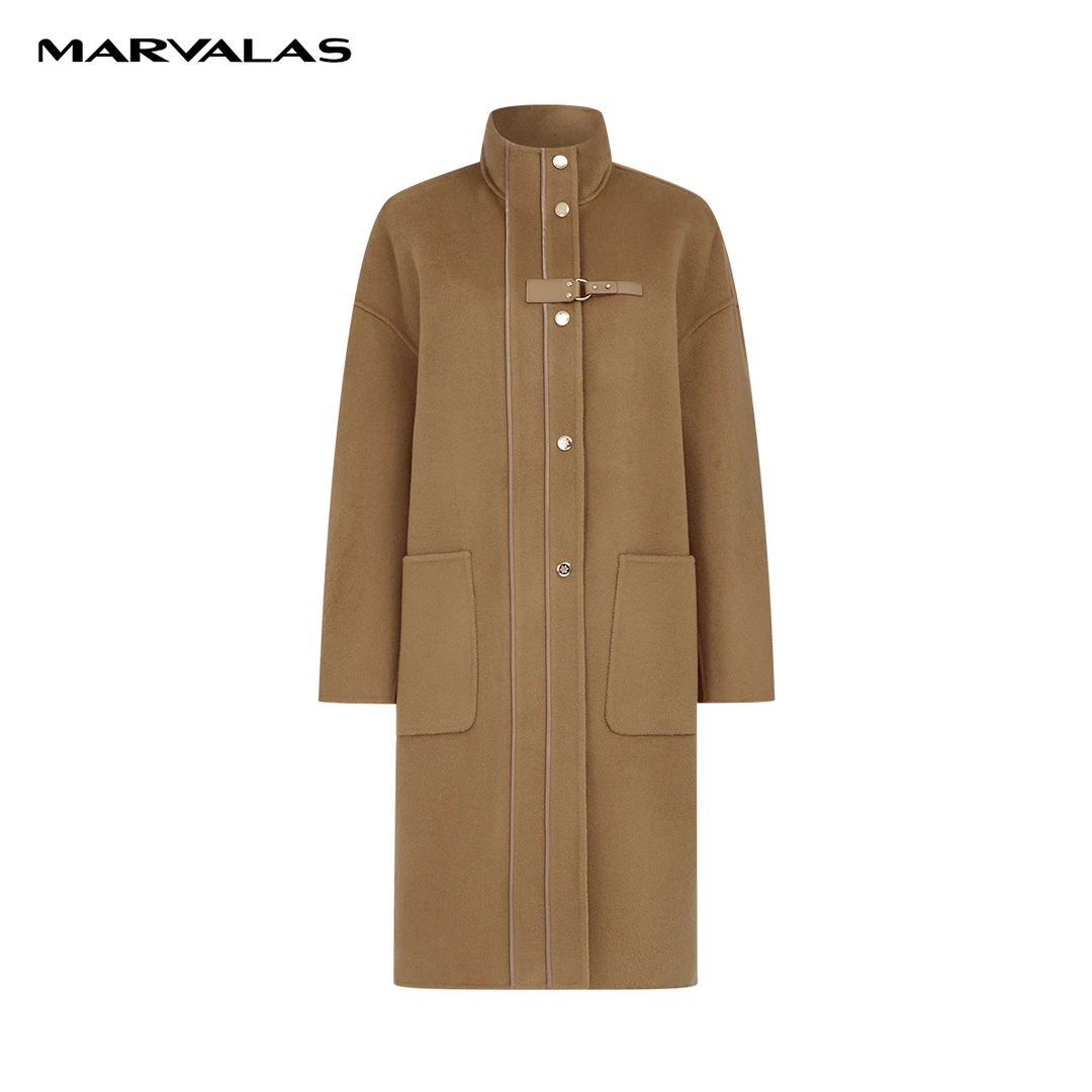 曼德诗双面呢棉羊毛大衣翻领双排扣百搭绵羊毛M426306948