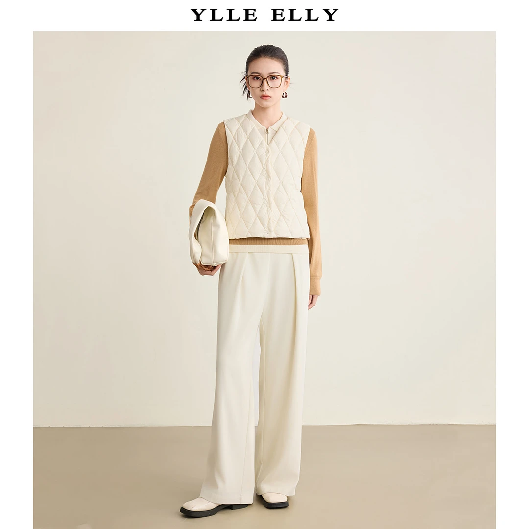 【小余专属】简约V领羽绒马甲时尚菱格百搭马甲Y419006916