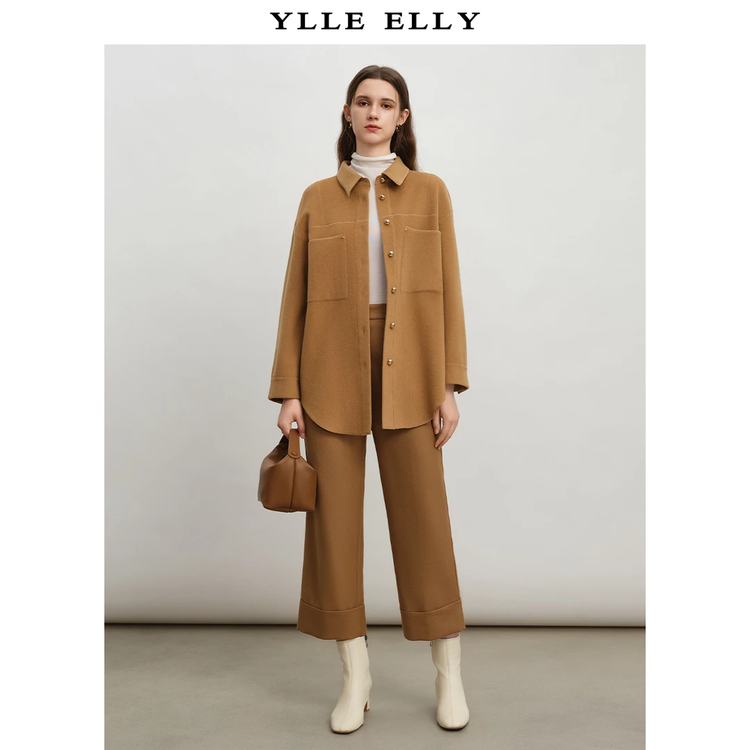 秋冬女时尚驼色毛呢大衣Y426305664