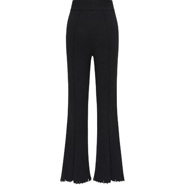 简约高腰休闲裤女时尚百搭直筒裤遮肉显瘦毛织长裤 Y106307860