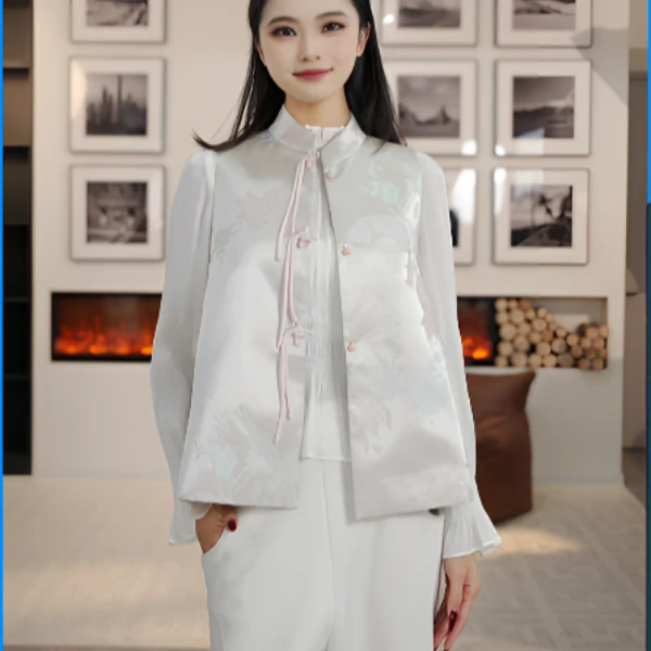 【商场同款】曼德诗国风西装领马甲2024春季新款通勤气质M418012628