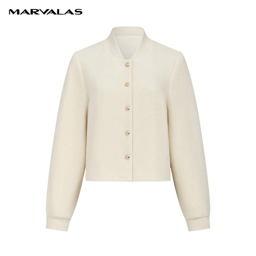 【小余专属】M421306402曼德诗全羊毛简约短外套2023冬季云朵绒上衣