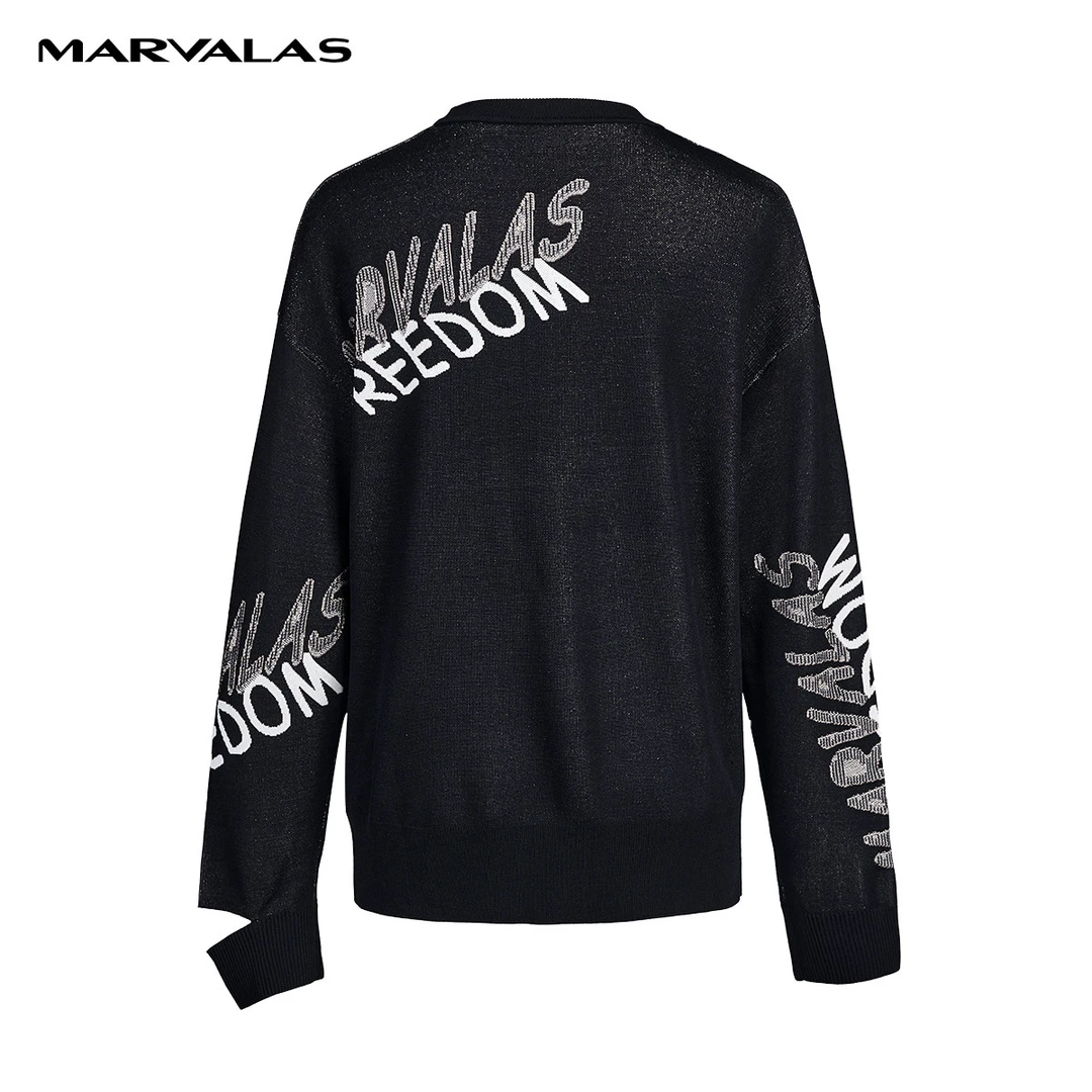 【籽言专属】时尚潮流针织衫女春季百搭舒适字母提花设计感长袖