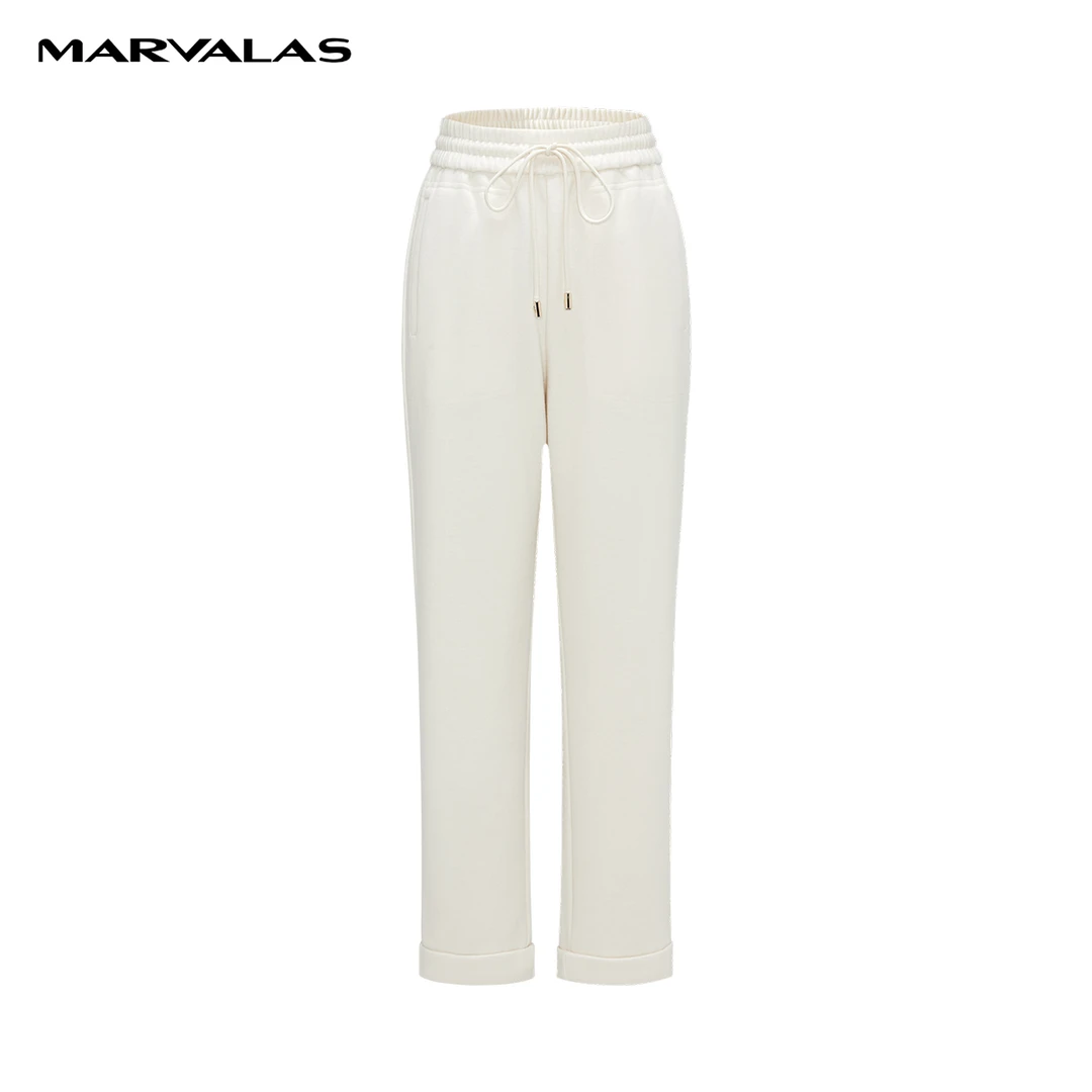 【商场同款】曼德诗高腰萝卜裤2023秋冬弹力纯色针织长裤M102306298