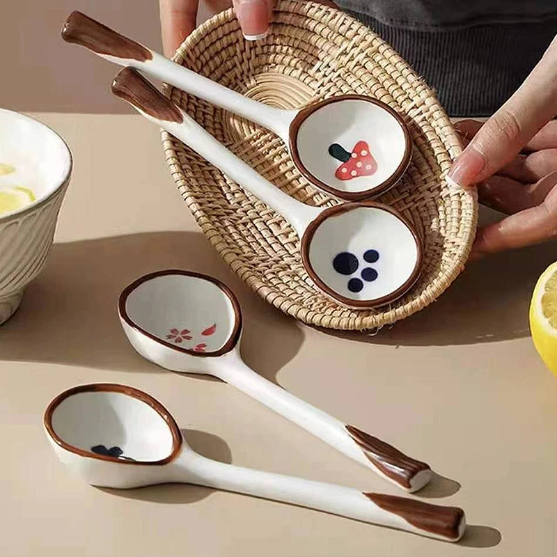 晋宝源陶瓷勺ins高颜值西瓜勺长柄汤勺可爱家用调羹耐高温饭勺子.