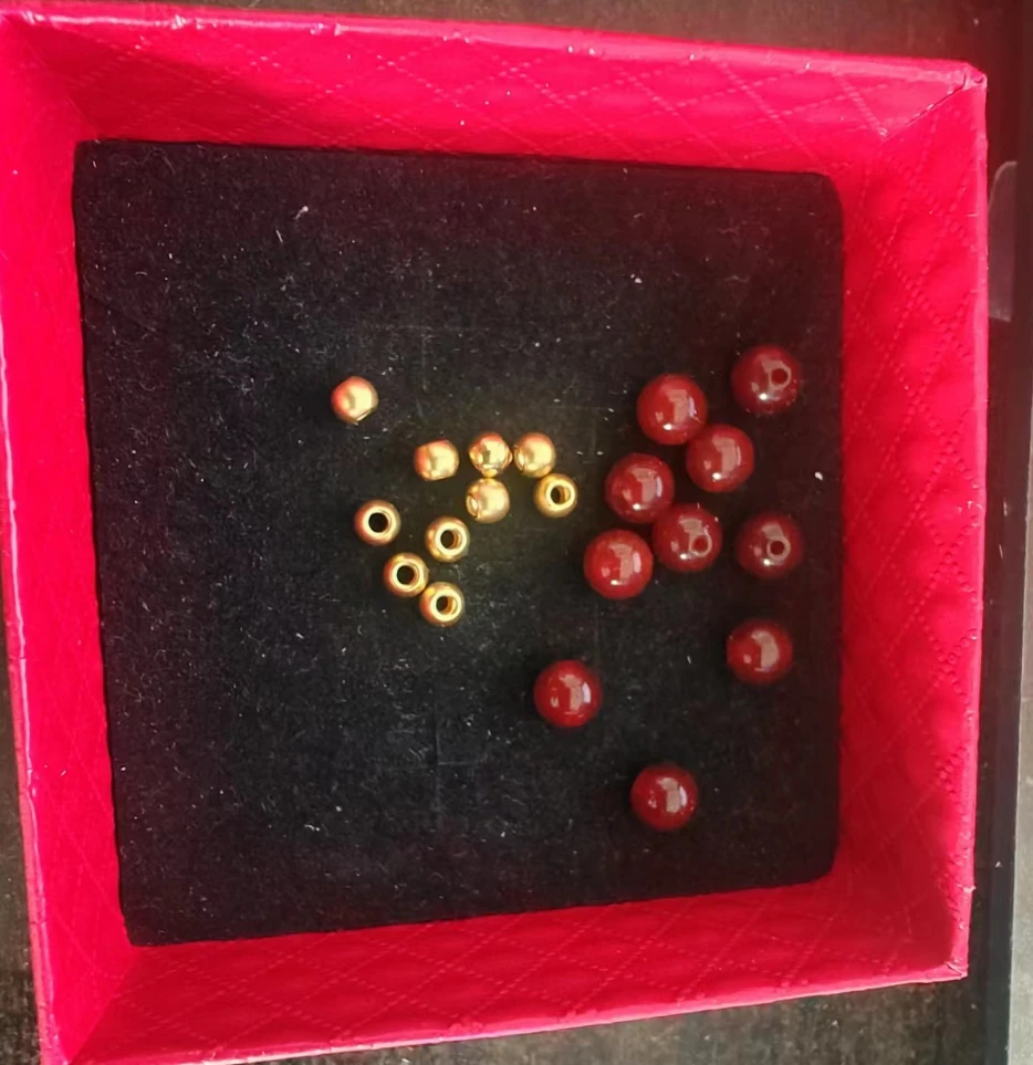 御邪 足金4mm古法转运珠10颗约0.53g（玛瑙金珠串好发出）