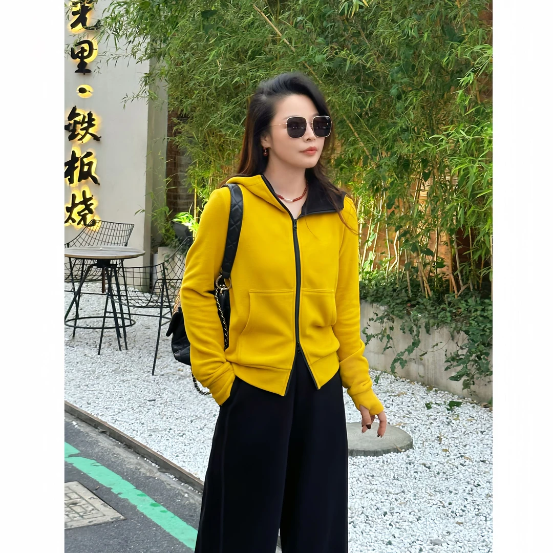 FER【冬日暖阳】美式加厚双拉链连帽休闲运动保暖百搭显瘦撞色外套