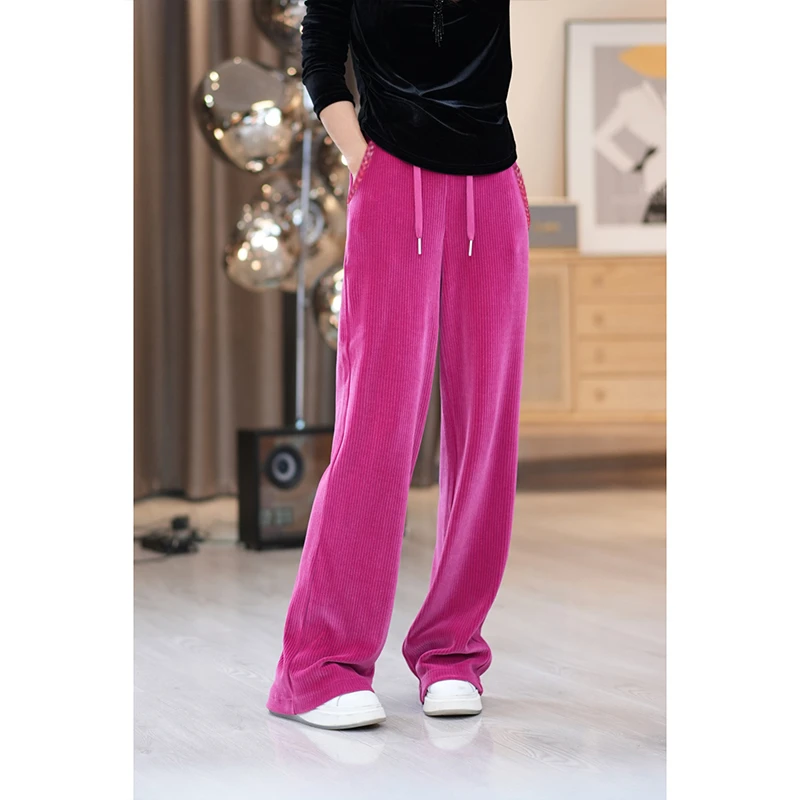 FER高街既视感钉珠款宽松秋款显瘦垂感时尚拖地休闲裤2