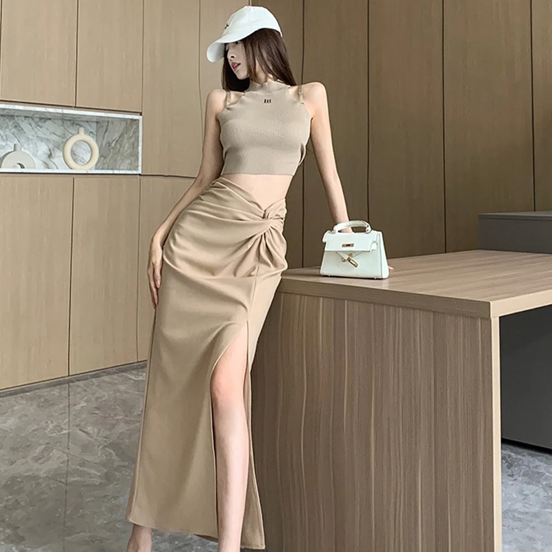 上衣女夏高级感配半身裙裙子质感设计感小众开叉显瘦夏季辣妹穿搭