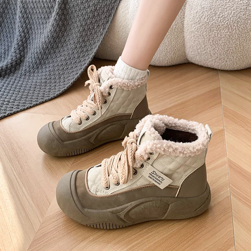 爆款棉鞋女款秋冬季新款马丁靴2023年雪地靴加绒厚底女鞋子靴子潮