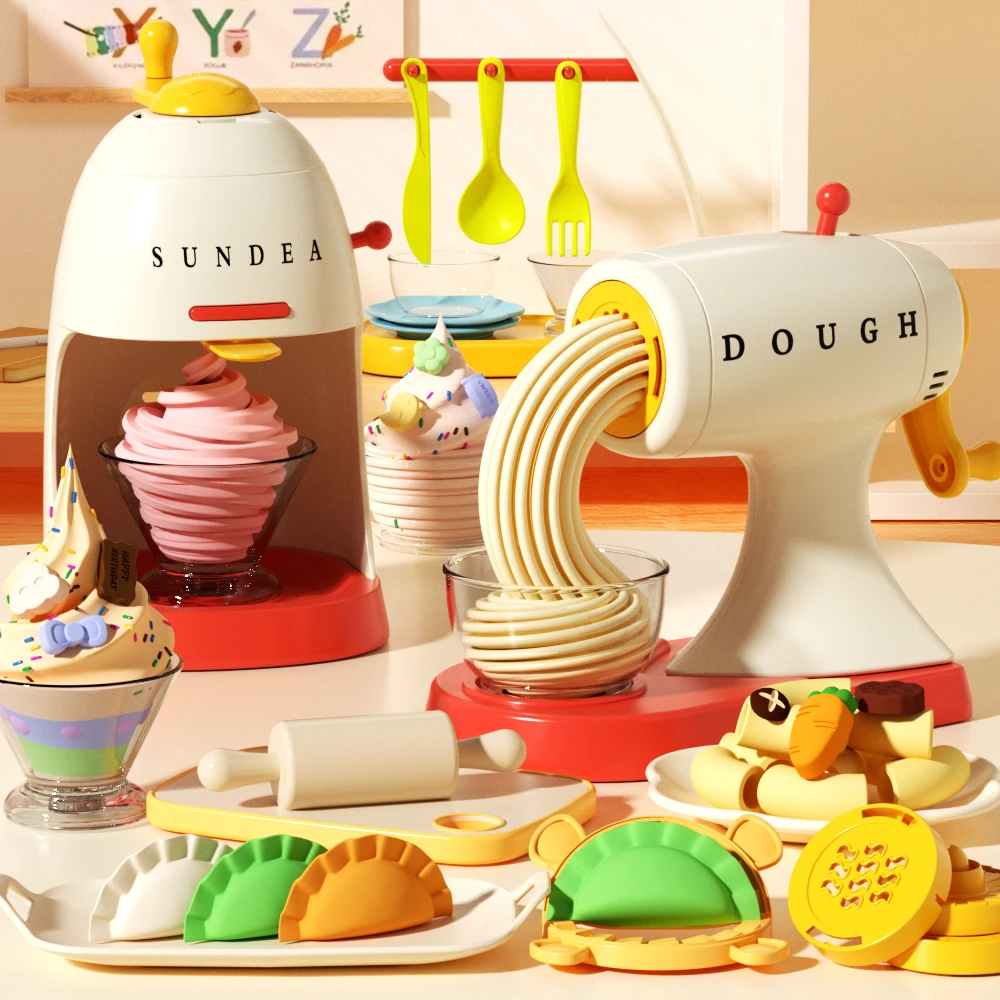 冰淇淋彩泥面条机橡皮泥模具套装工具制作无毒幼儿园黏土女孩玩具