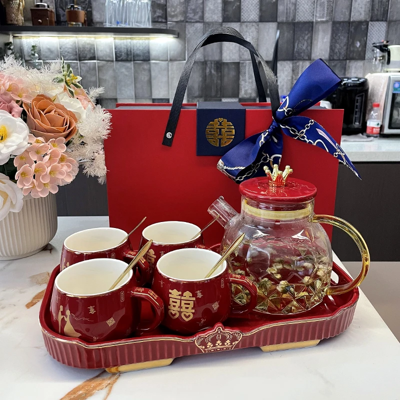 结婚新婚改口敬茶杯茶具套装订婚礼物送新人陶瓷对杯陪嫁用品大全