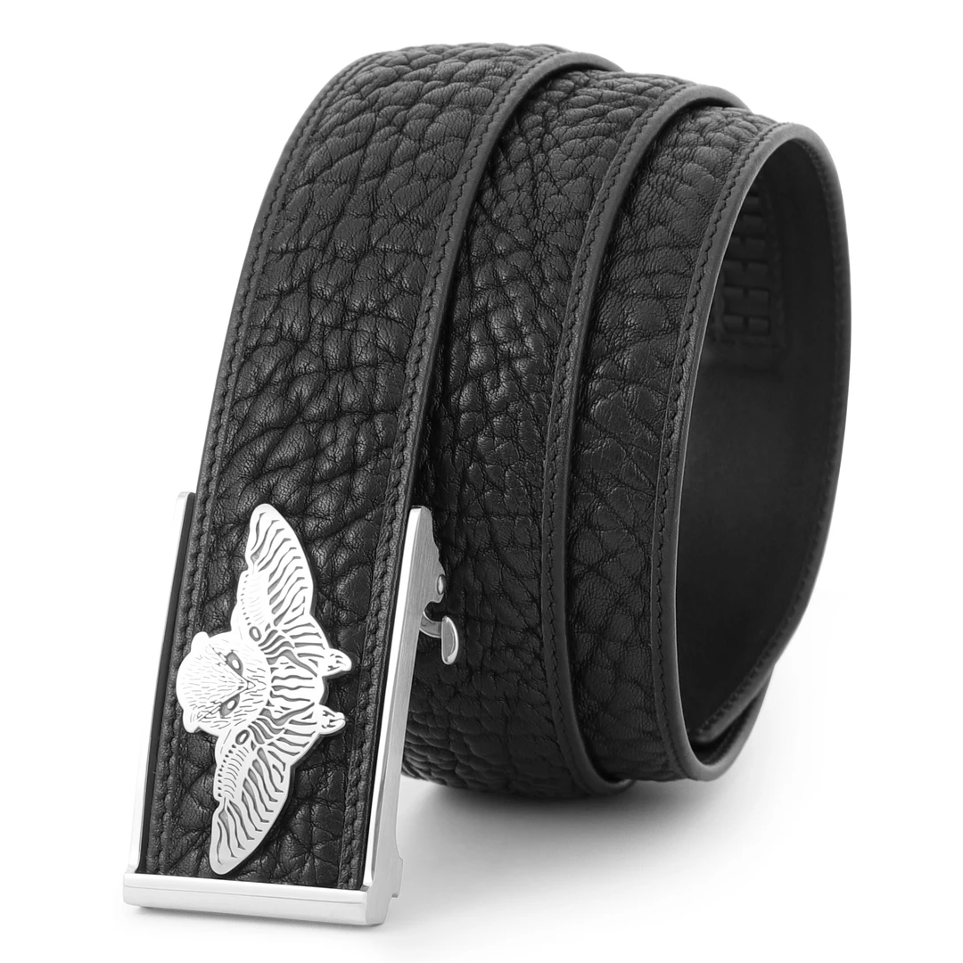 非洲进口牛皮钨钢自动扣真牛皮皮带男士高档商务头层牛皮打孔腰带