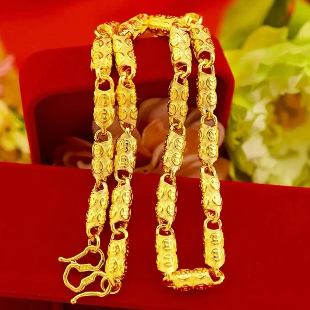 合金项链 合金项链铜钱项链男士时尚个性潮流百搭粗款素款不掉色