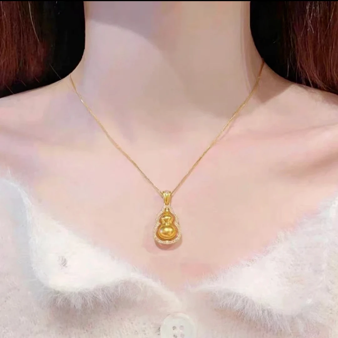 合金项链 合金项链新款实心葫芦项链女士时尚气质轻奢百搭精致