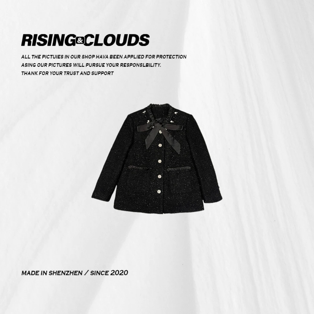 RISING&CLOUDS【小法】深圳南油冬季飘带小香西服鹅绒服110257GT