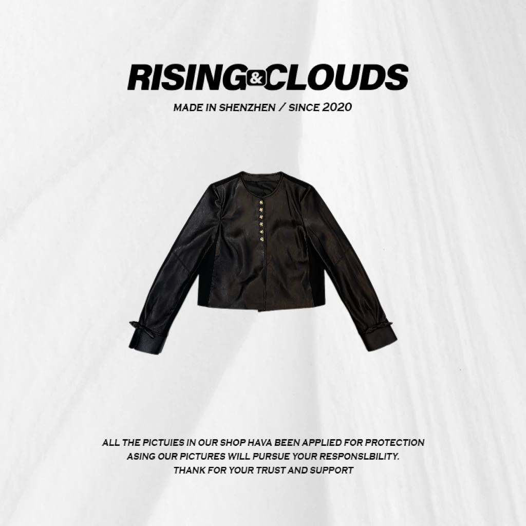 RISING&CLOUDS【小法】深圳南油秋冬”显瘦气质金扣皮衣”110003GT