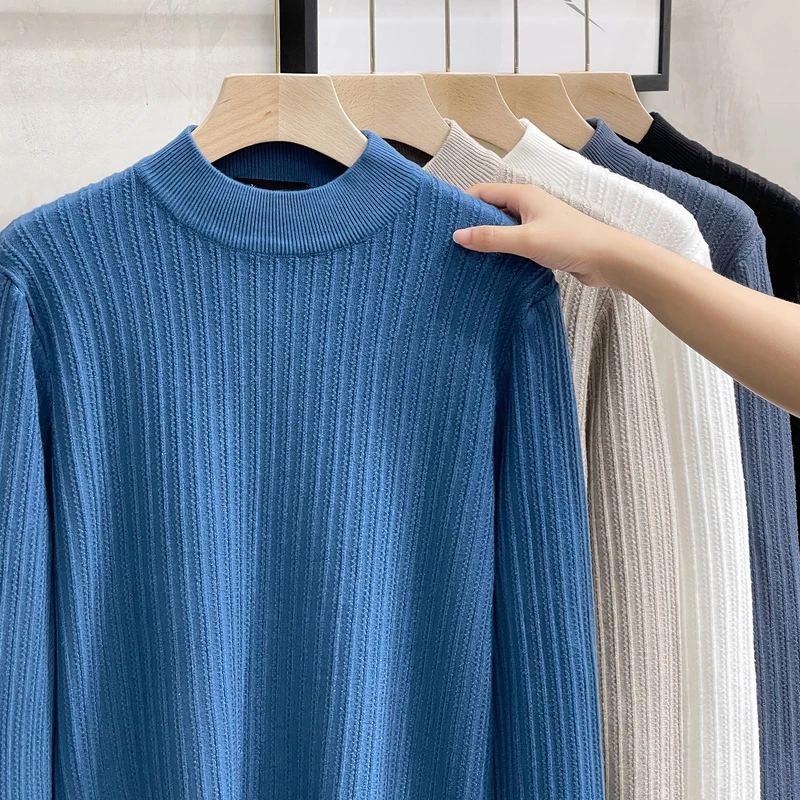 半高领打底衫男秋冬新款毛线衣男修身潮流男装上衣男士半高领毛衣