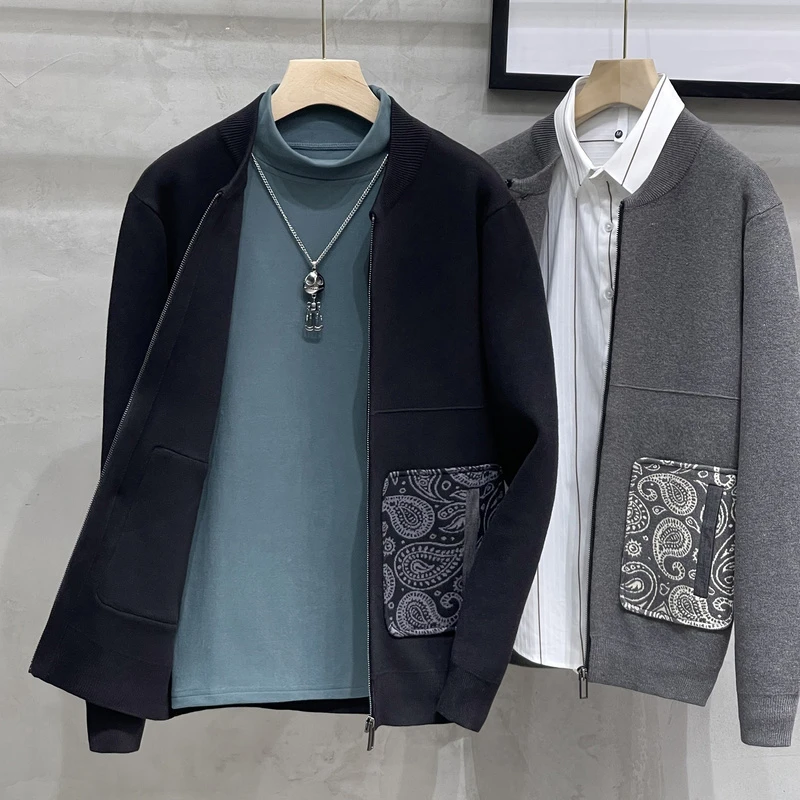 秋冬季新款开衫毛衣男士拉链针织衫男夹克休闲韩版宽松线衣外套潮