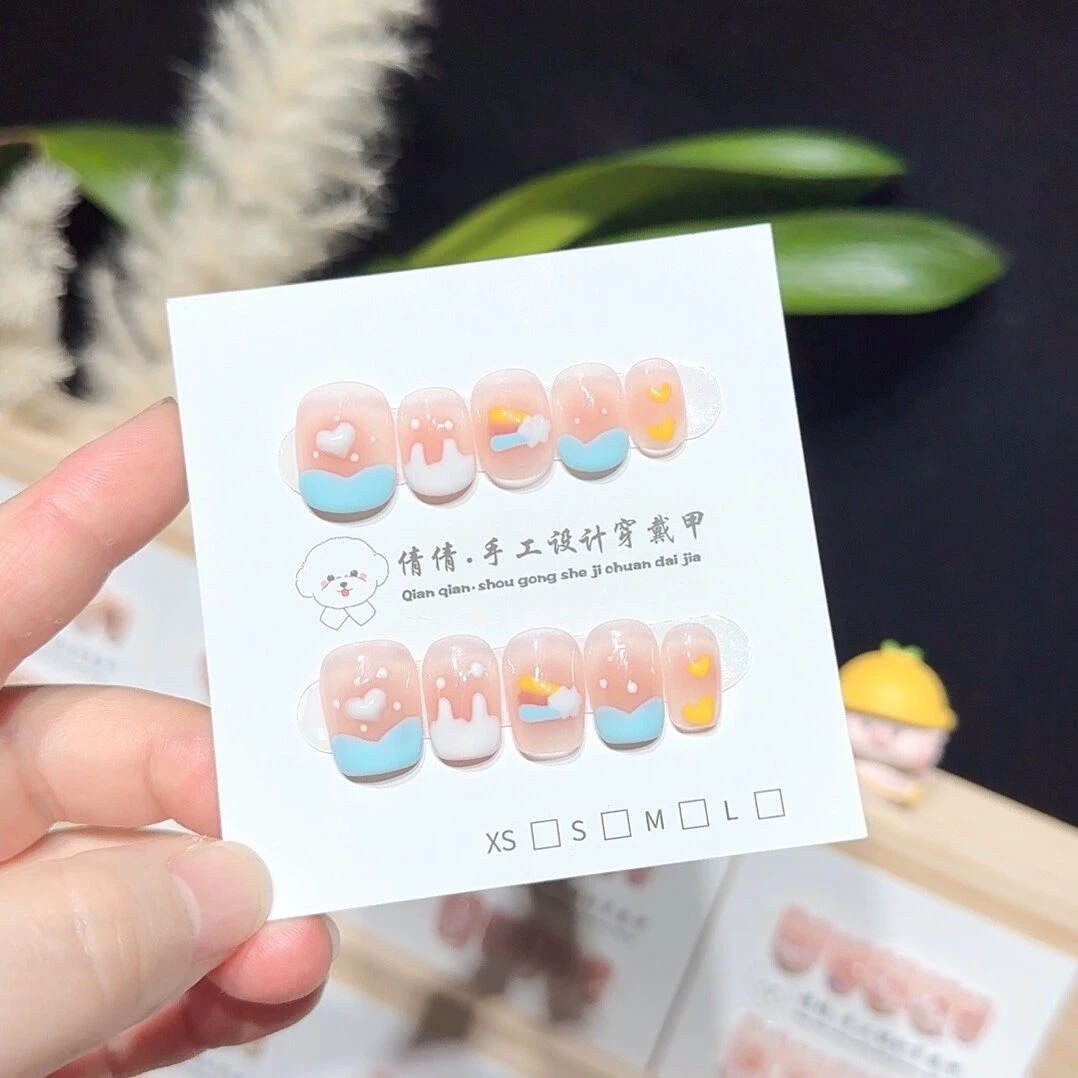【糖果彩虹】  纯手工光疗穿戴甲  下单送收纳盒 工具包