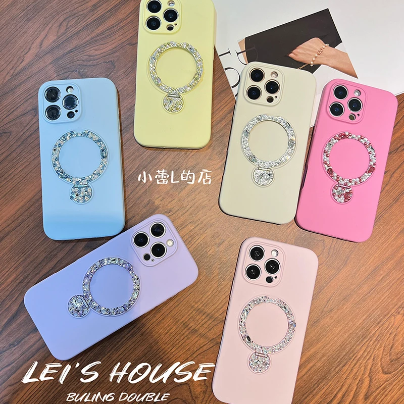 液态硅胶手机壳玛卡龙奶油支架14手机壳苹果15适用iPhone16promax