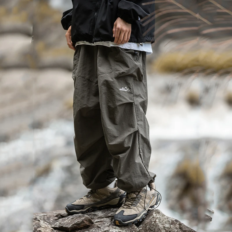 裤子男春秋季登山伞兵裤痞帅工装速干冲锋裤防水直筒宽松休闲裤