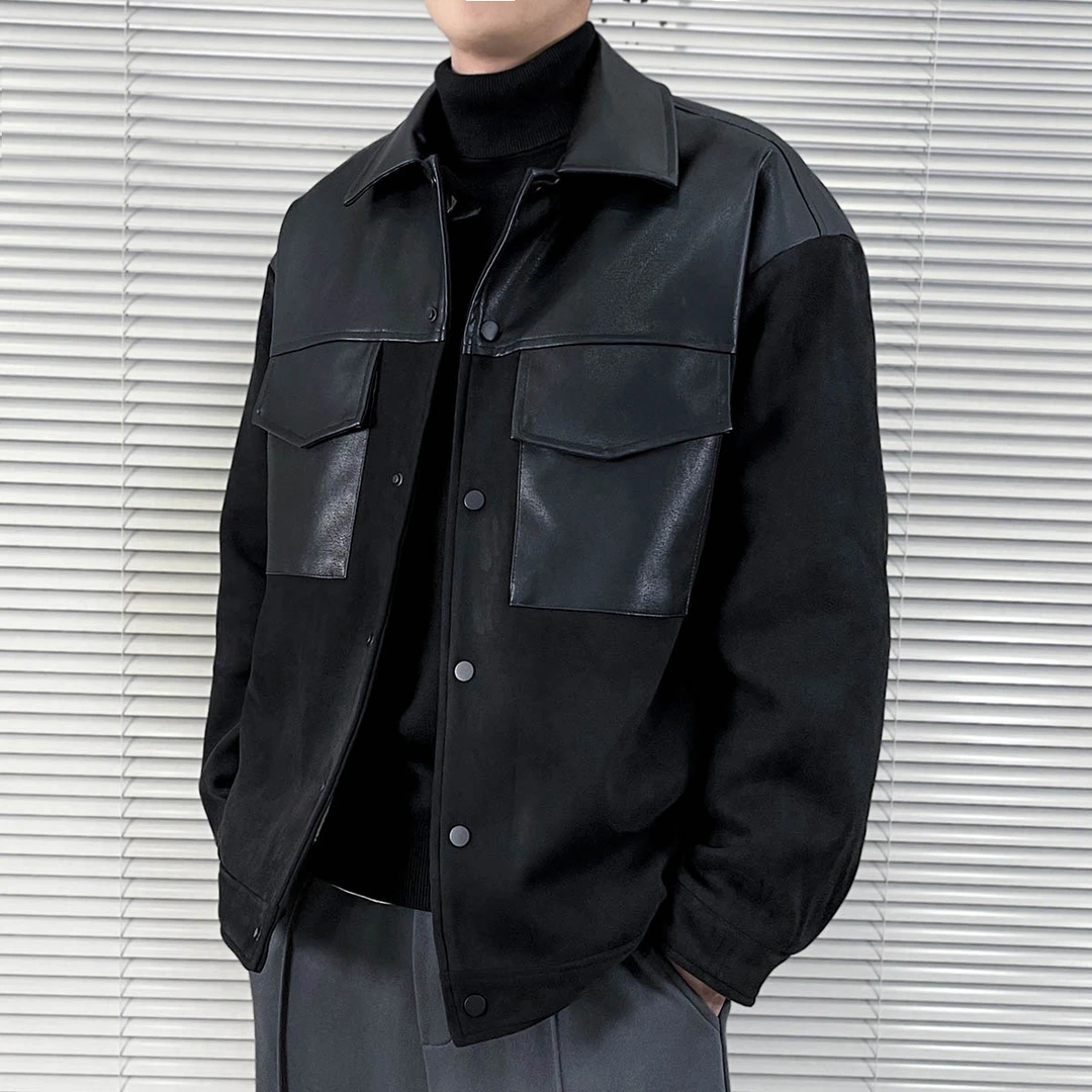 外套男秋冬季潮流羊羔绒高档皮夹克宽松保暖棉衣成熟痞帅高级棉服