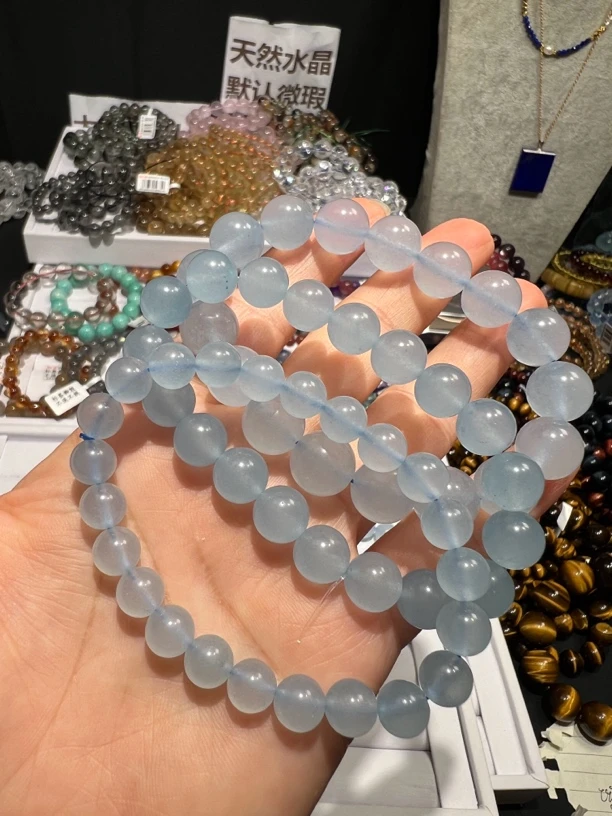 天然蓝玉髓手链 素圈女款手饰百搭