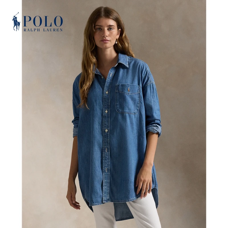 Ralph Lauren拉夫劳伦女装 24早秋大号版长款牛仔布衬衫211952262