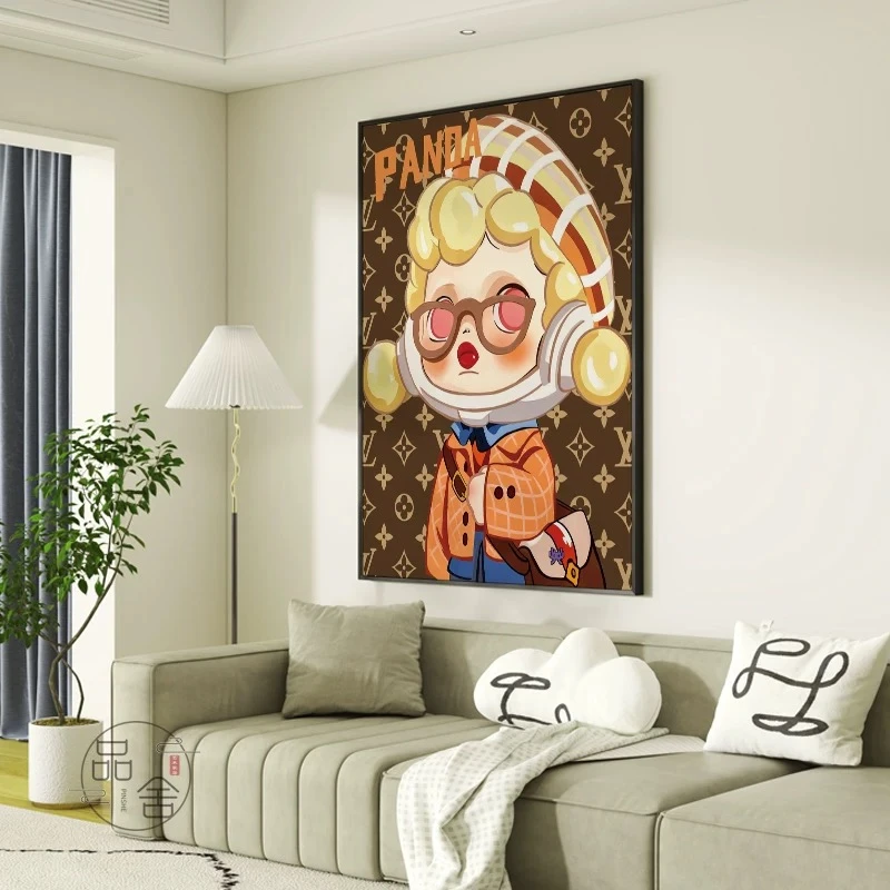 手工砂岩潮流卧室餐厅老花泡泡玛特客厅床头摆件挂画壁画6080