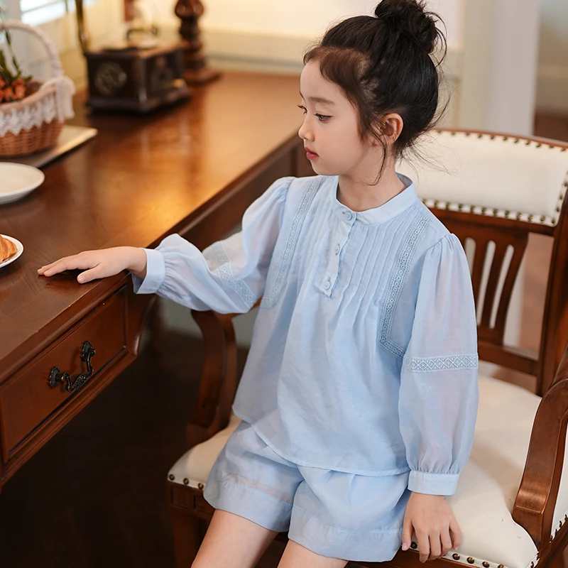 【海盐薄荷】2025新款韩范小女童装洋气时髦短袖上衣短裤两件套
