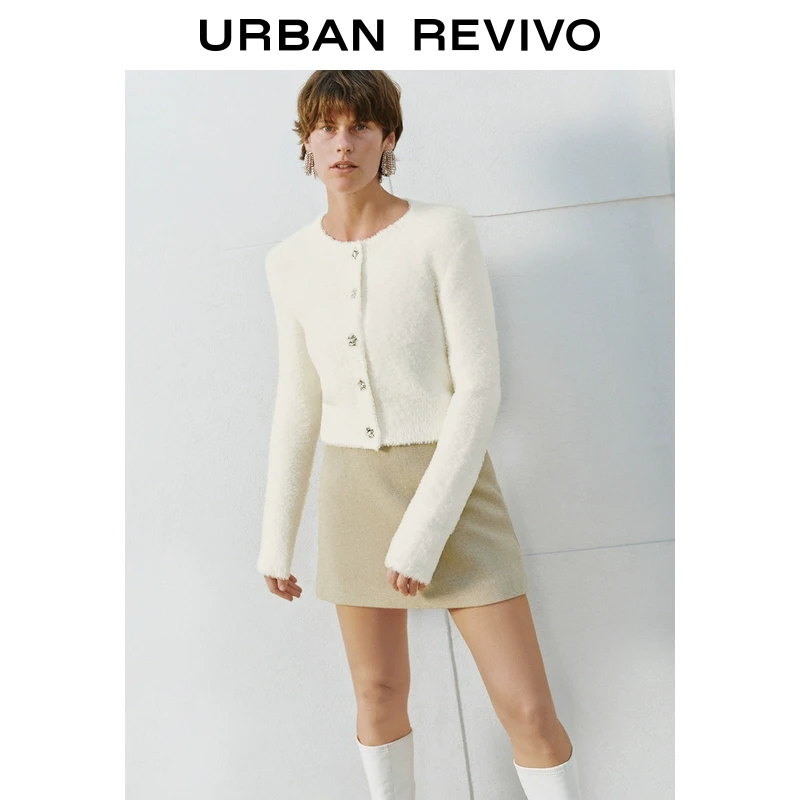 UR女装轻熟气质花朵造型软糯针织开衫UWM940079