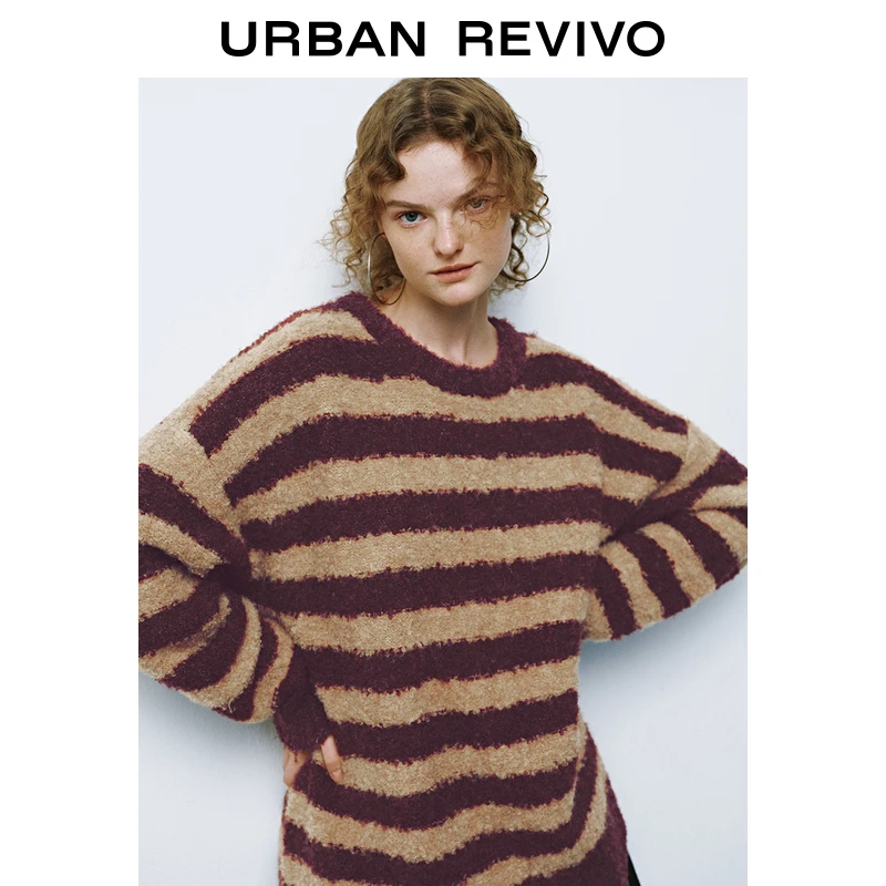 UR2024秋季新款女装复古美拉德条纹针织衫UYL940072+
