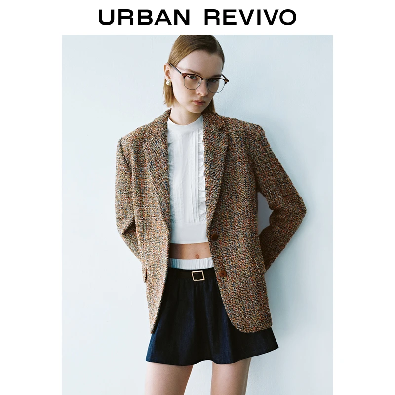 UR新女装美拉德花纱肌理感西装外套UYU140061+