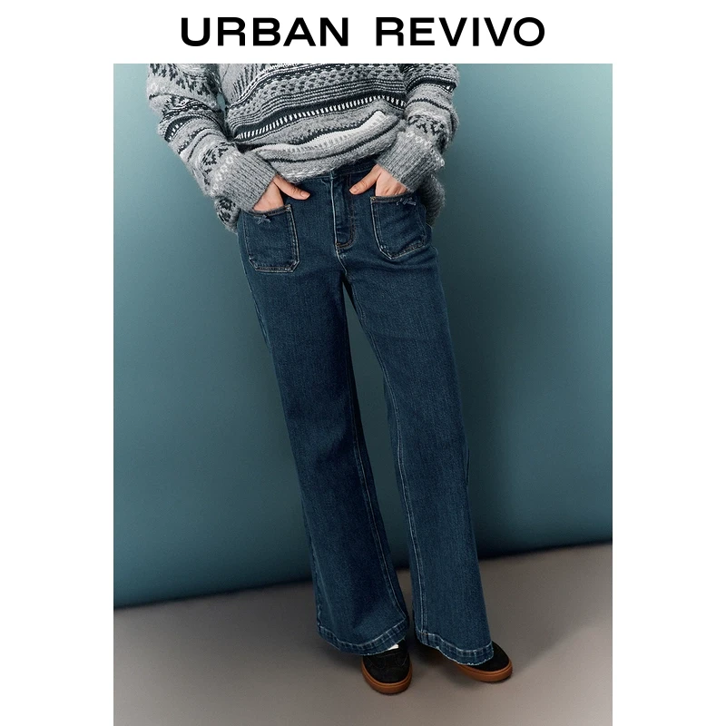 UR女装时髦俏皮感蝴蝶结喇叭牛仔长裤UYY840102